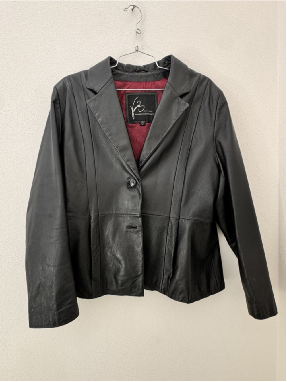 Wilsons Women's Black Leather Jacket Venus Williams Collection Size Large L